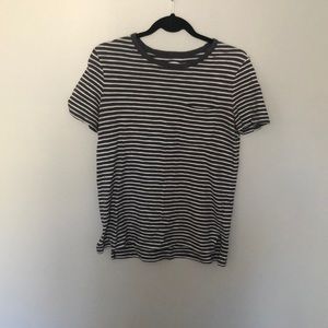 old navy grey and white striped shirt